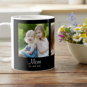 Mum Established Script Black 3 Photo Coffee Mug