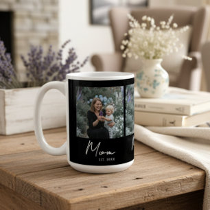 Mum Established Script Black 3 Photo Coffee Mug