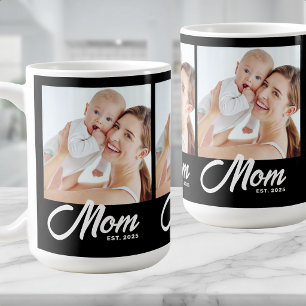 Mum Established Script Black 3 Photo Coffee Mug