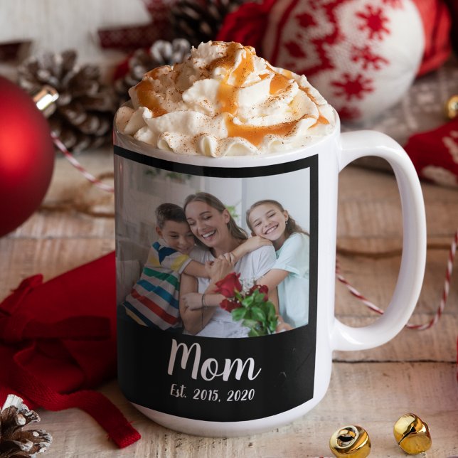 Mum Established Script Black 3 Photo Coffee Mug (Creator Uploaded)