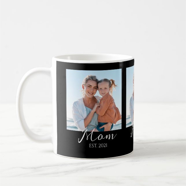 Mum Established Script Black 3 Photo  Coffee Mug (Left)