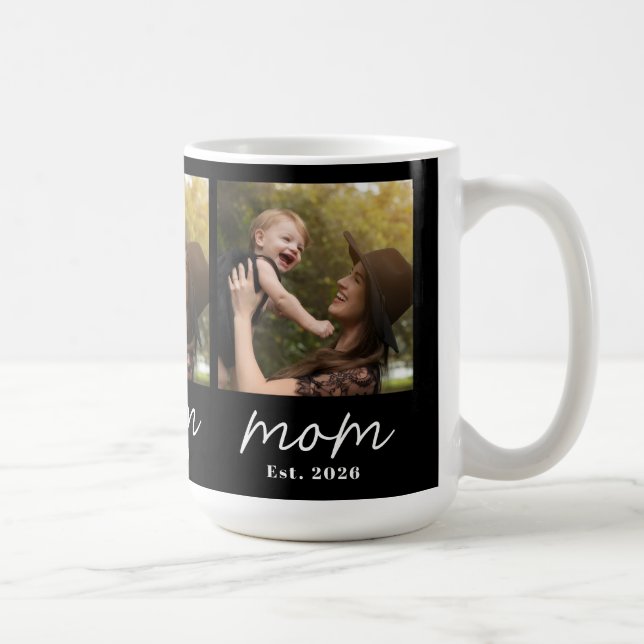 Mum Established Script Black 3 Photo  Coffee Mug (Right)