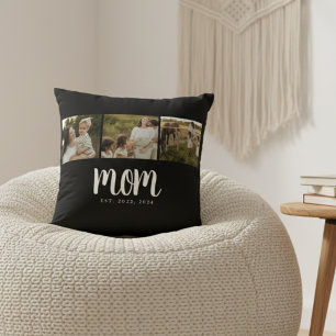 Mum Established Script Black 3 Photo Cushion
