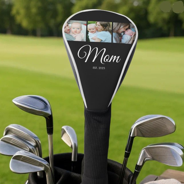 *Mum Established Script Black 3 Photo Gift Golf Head Cover (Creator Uploaded)
