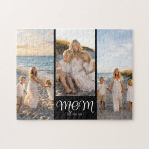 Mum Established Script Black 3 Photo Jigsaw Puzzle