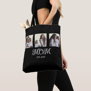 Mum Established Script Black 3 Photo Tote Bag