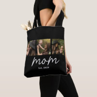 Mum Established Script Black 3 Photo Tote Bag