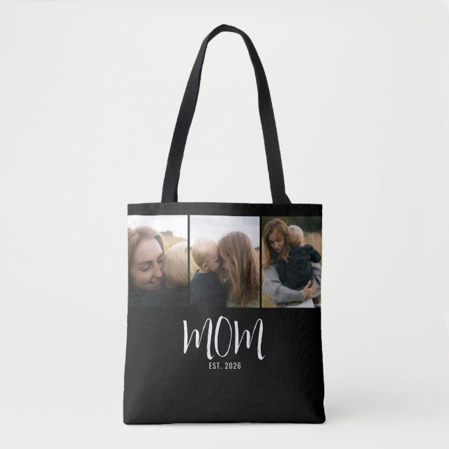 Mum Established Script Black 3 Photo Tote Bag (Front)