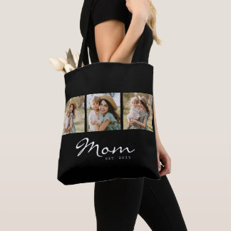Mum Established Script Black 3 Photo Tote Bag