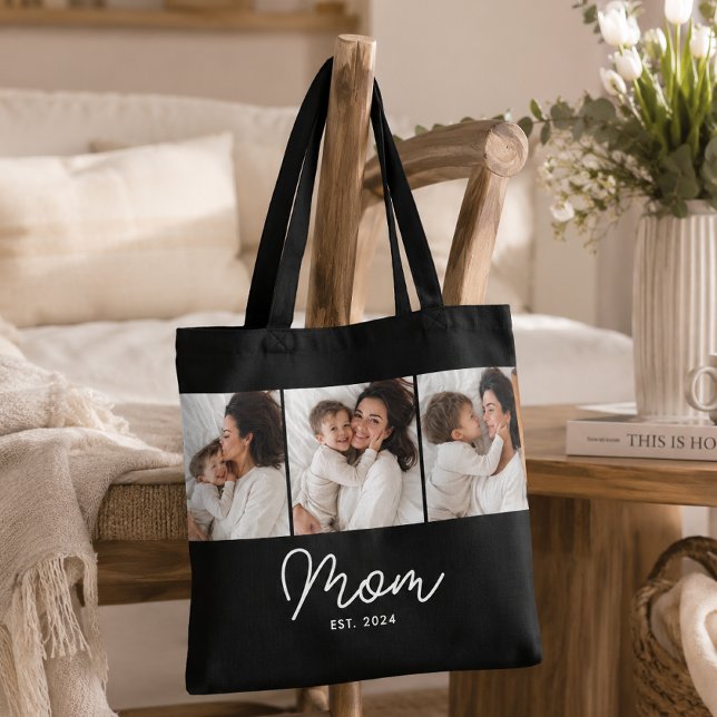 Mum Established Script Black 3 Photo Tote Bag (Creator Uploaded)