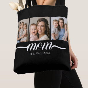 Mum Established Script Black 3 Photo Tote Bag