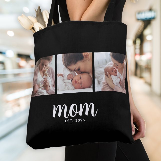Mum Established Script Black 3 Photo Tote Bag (Creator Uploaded)