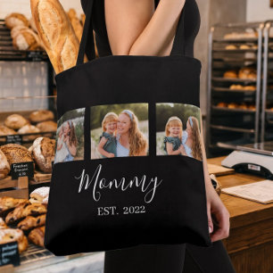 Mum Established Script Black 3 Photo Tote Bag