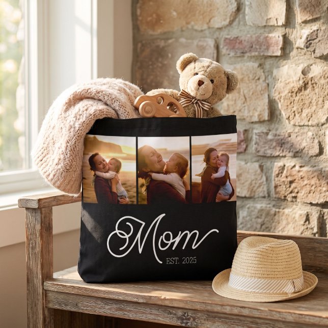 Mum Established Script Black 3 Photo Tote Bag (Creator Uploaded)