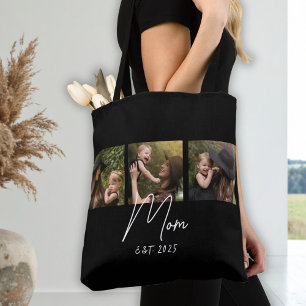 Mum Established Script Black 3 Photo Tote Bag