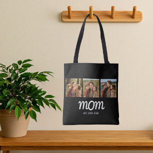 Mum Established Script Black 3 Photo Tote Bag