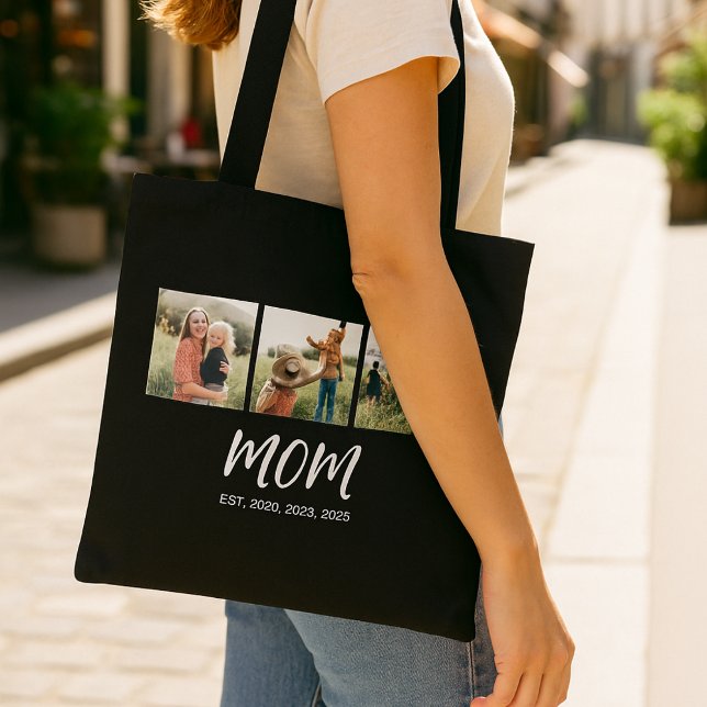 Mum Established Script Black 3 Photo Tote Bag (Creator Uploaded)