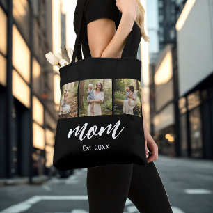 Mum Established Script Black 3 Photo Tote Bag
