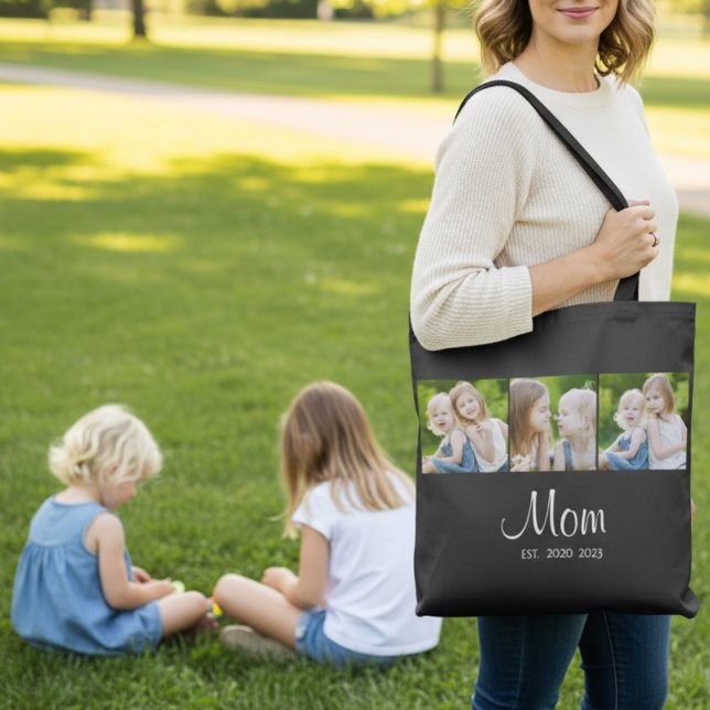 Mum Established Script Black 3 Photo Tote Bag (Creator Uploaded)