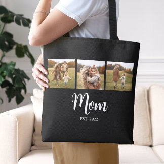 Mum Established Script Black 3 Photo Tote Bag