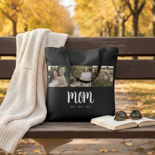 Mum Established Script Black 3 Photo Tote Bag