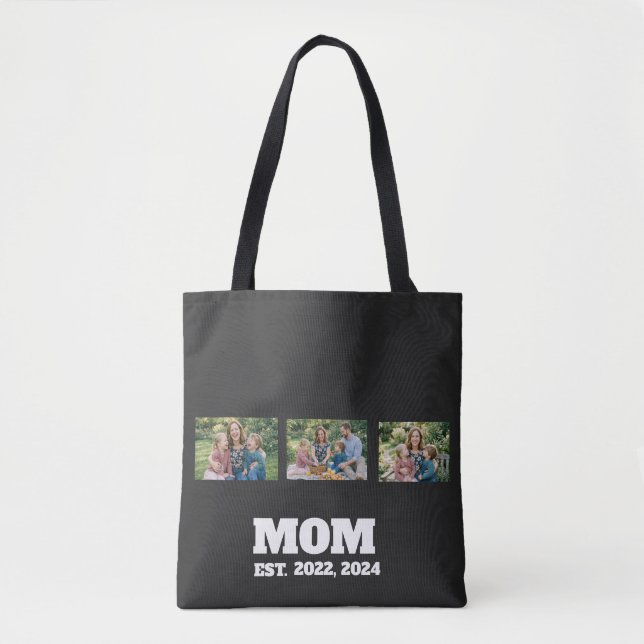 Mum Established Script Black 3 Photo Tote Bag (Front)
