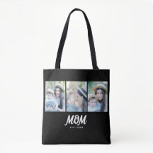 Mum Established Script Black 3 Photo Tote Bag
