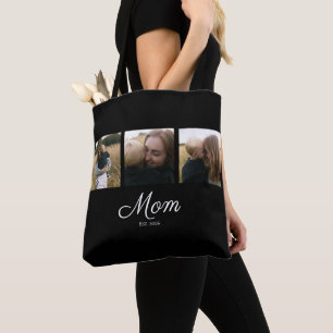 Mum Established Script Black 3 Photo Tote Bag