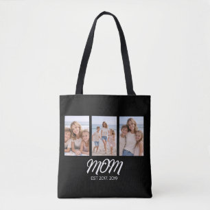Mum Established Script Black 3 Photo Tote Bag