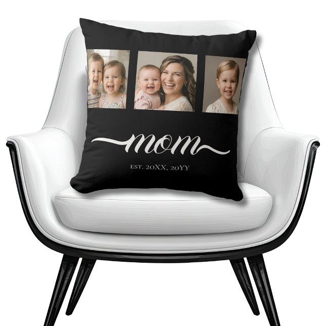 Mum Established Script Black 3 Photo Tote Bag Cushion (Creator Uploaded)