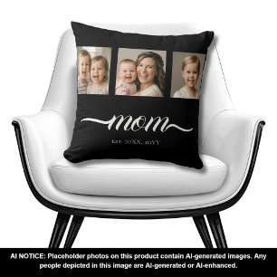 Mum Established Script Black 3 Photo Tote Bag Cushion