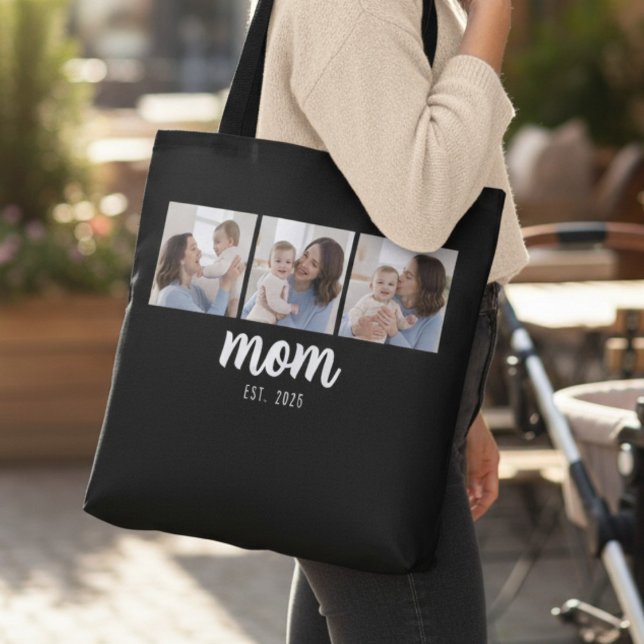 Mum Established Script Black 3 Photos Tote Bag (Creator Uploaded)