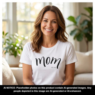 Mum Established Script Black Custom Year New Mama T-Shirt