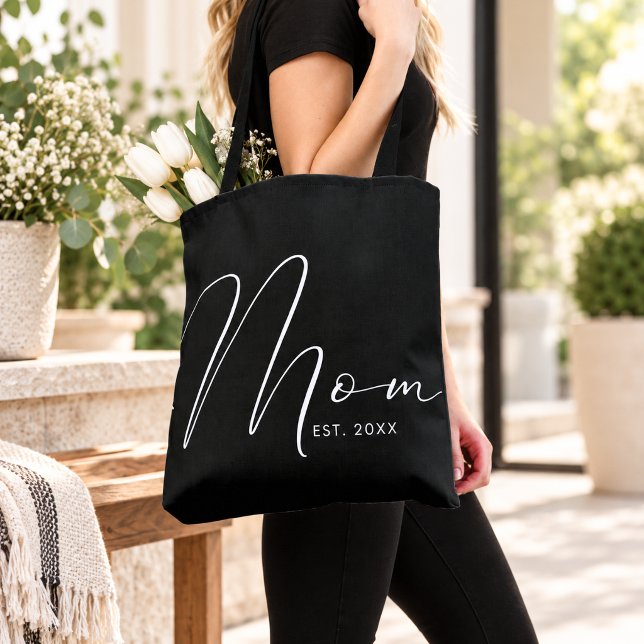 Mum Established Script Black New Mum Tote Bag (Creator Uploaded)