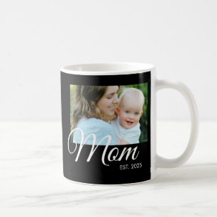 Mum Established Script Black Photo Coffee Mug