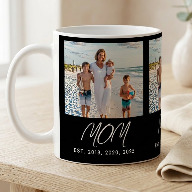 Mum Established Script Black Photo Coffee Mug (Creator Uploaded)