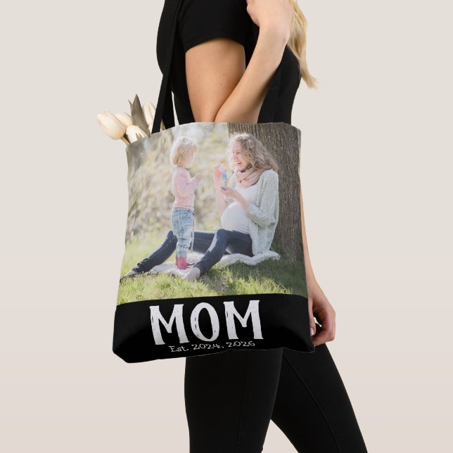 Mum Established Script black Photo Gift  Tote Bag (Close Up)