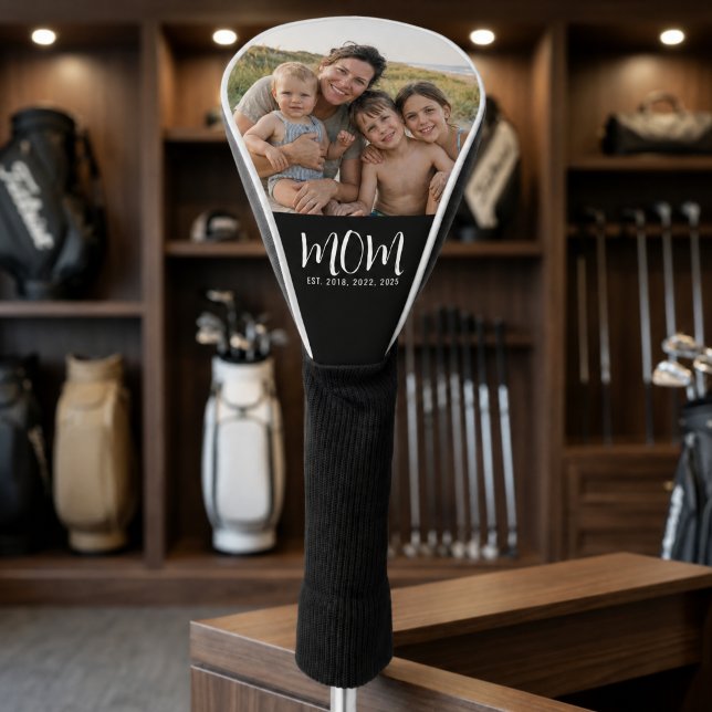 Mum Established Script Black Photo  Golf Head Cover (Creator Uploaded)