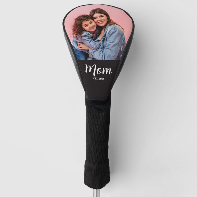 Mum Established Script Black Photo  Golf Head Cover (Front)