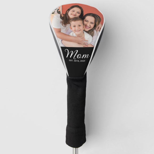 Mum Established Script Black Photo  Golf Head Cover (Front)
