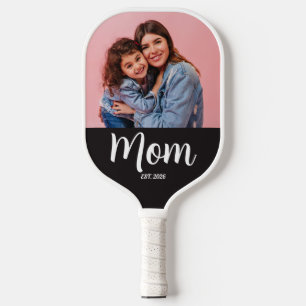 Mum Established Script Black Photo Pickleball Paddle