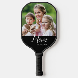 Mum Established Script Black Photo Pickleball Paddle