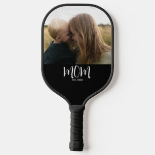 Mum Established Script Black Photo Pickleball Paddle