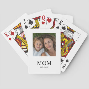 Mum Established Script Black Photo  Playing Cards