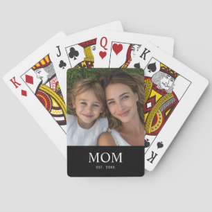 Mum Established Script Black Photo  Playing Cards