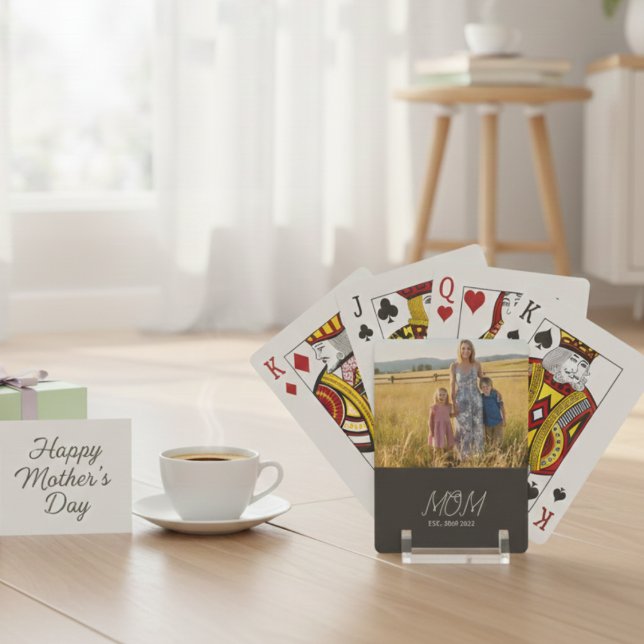 Mum Established Script Black Photo Poker Cards (Creator Uploaded)