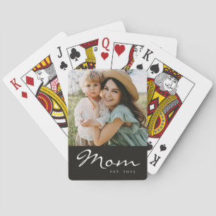 Mum Established Script Black Photo Poker Playing Cards