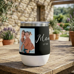 Mum Established Script Black Photo  Thermal Wine 