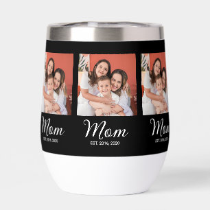 Mum Established Script Black Photo Thermal Wine Tu