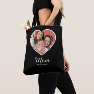 Mum Established Script Black Photo Tote Bag